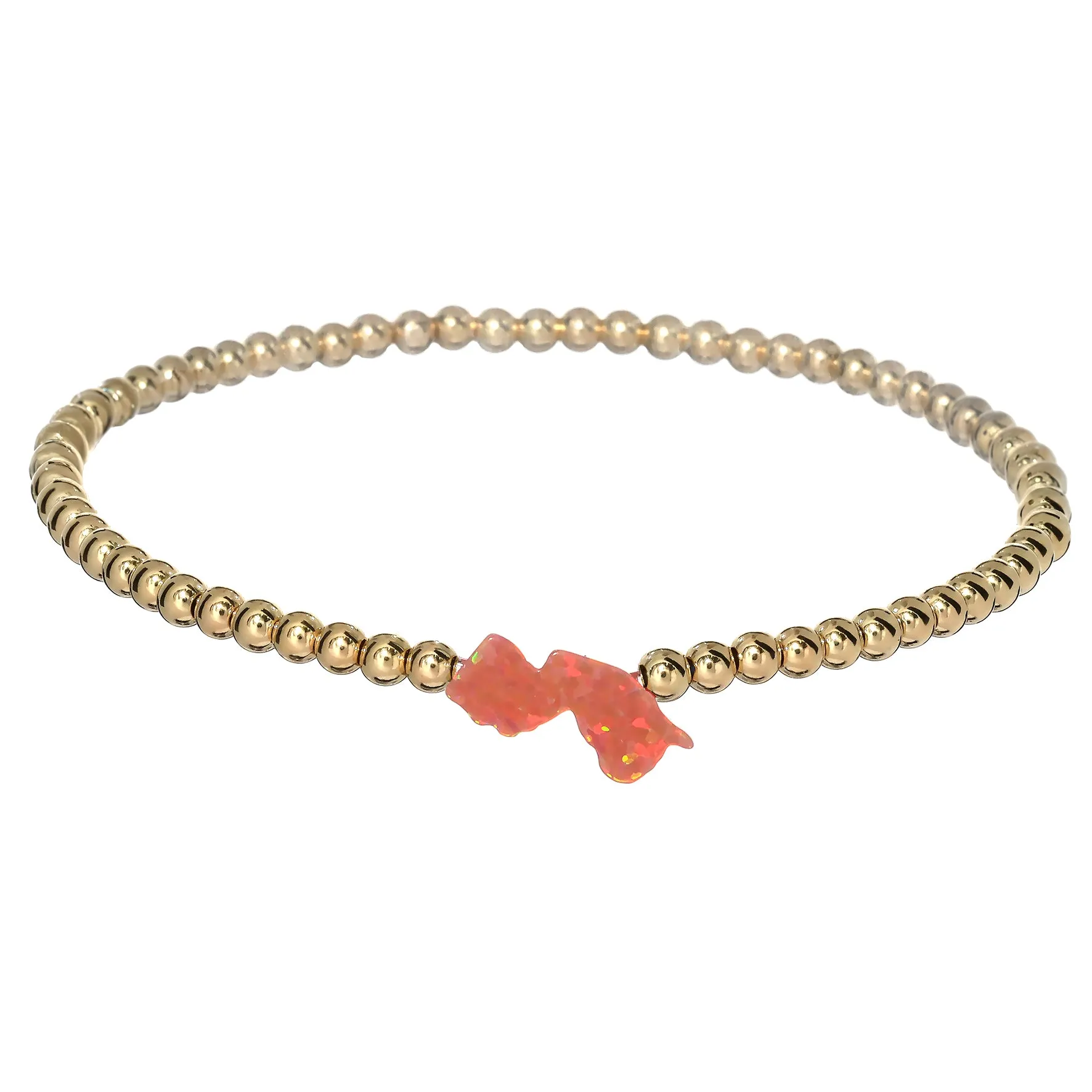 NEW JERSEY | Opal Charm and 14K Gold Filled Beads Bracelet