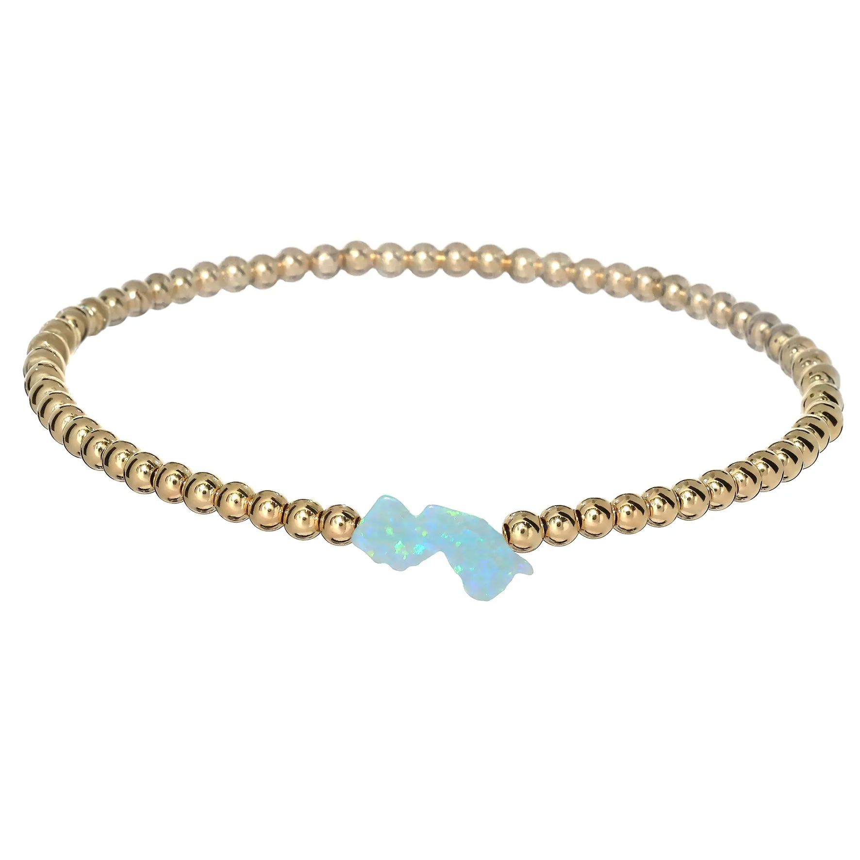 NEW JERSEY | Opal Charm and 14K Gold Filled Beads Bracelet