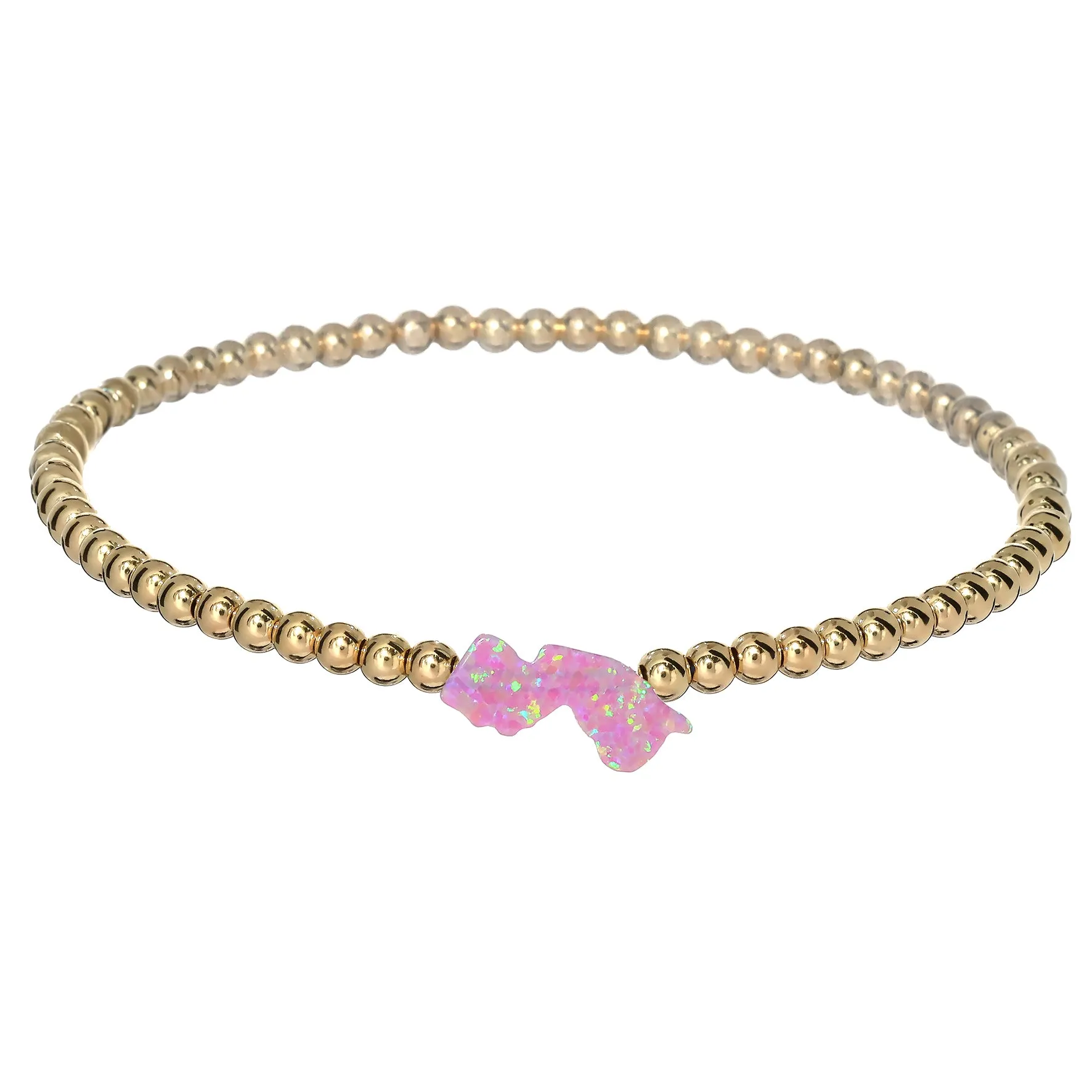 NEW JERSEY | Opal Charm and 14K Gold Filled Beads Bracelet
