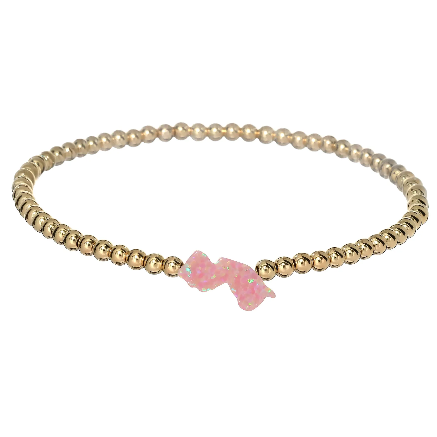 NEW JERSEY | Opal Charm and 14K Gold Filled Beads Bracelet