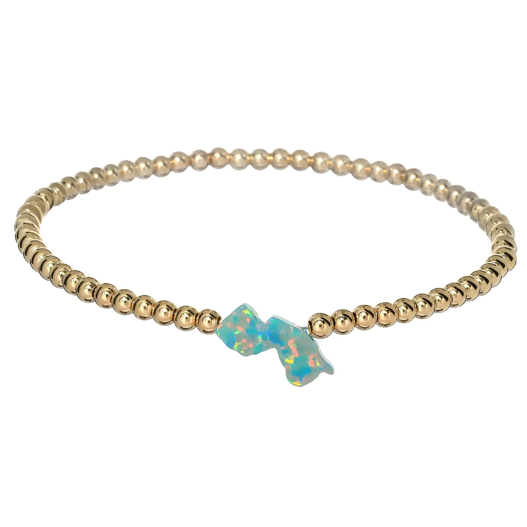 NEW JERSEY | Opal Charm and 14K Gold Filled Beads Bracelet