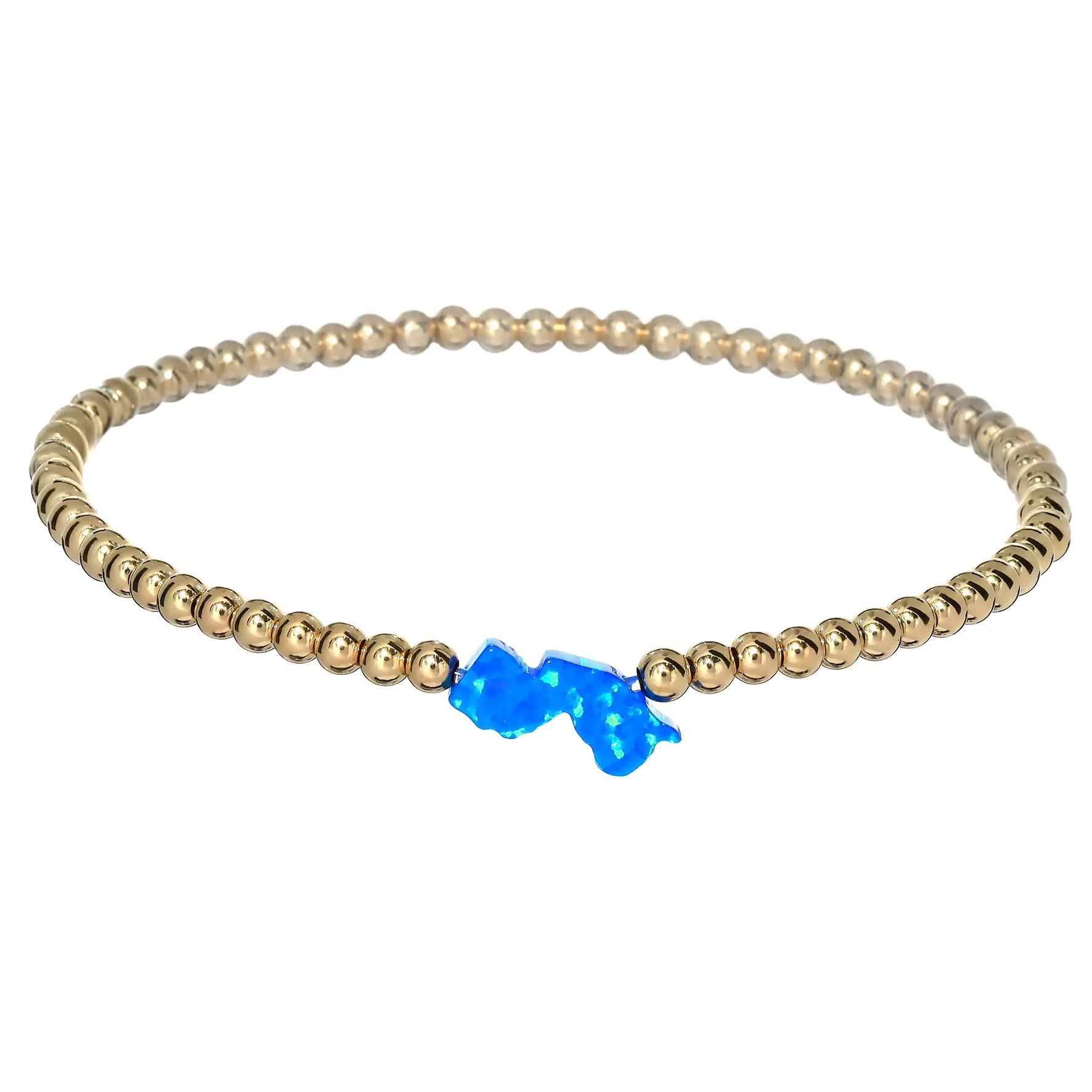 NEW JERSEY | Opal Charm and 14K Gold Filled Beads Bracelet