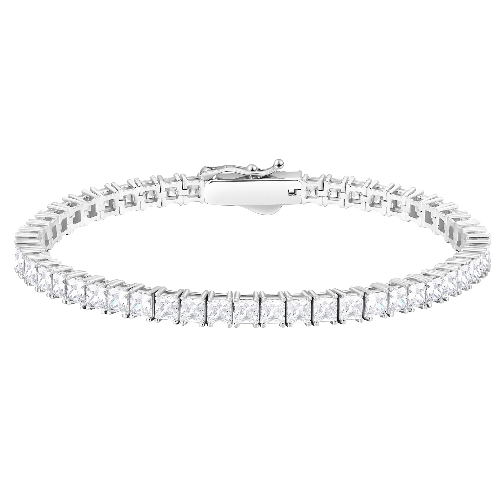 【NEW】3mm S925 Princess Cut Square Tennis Bracelet