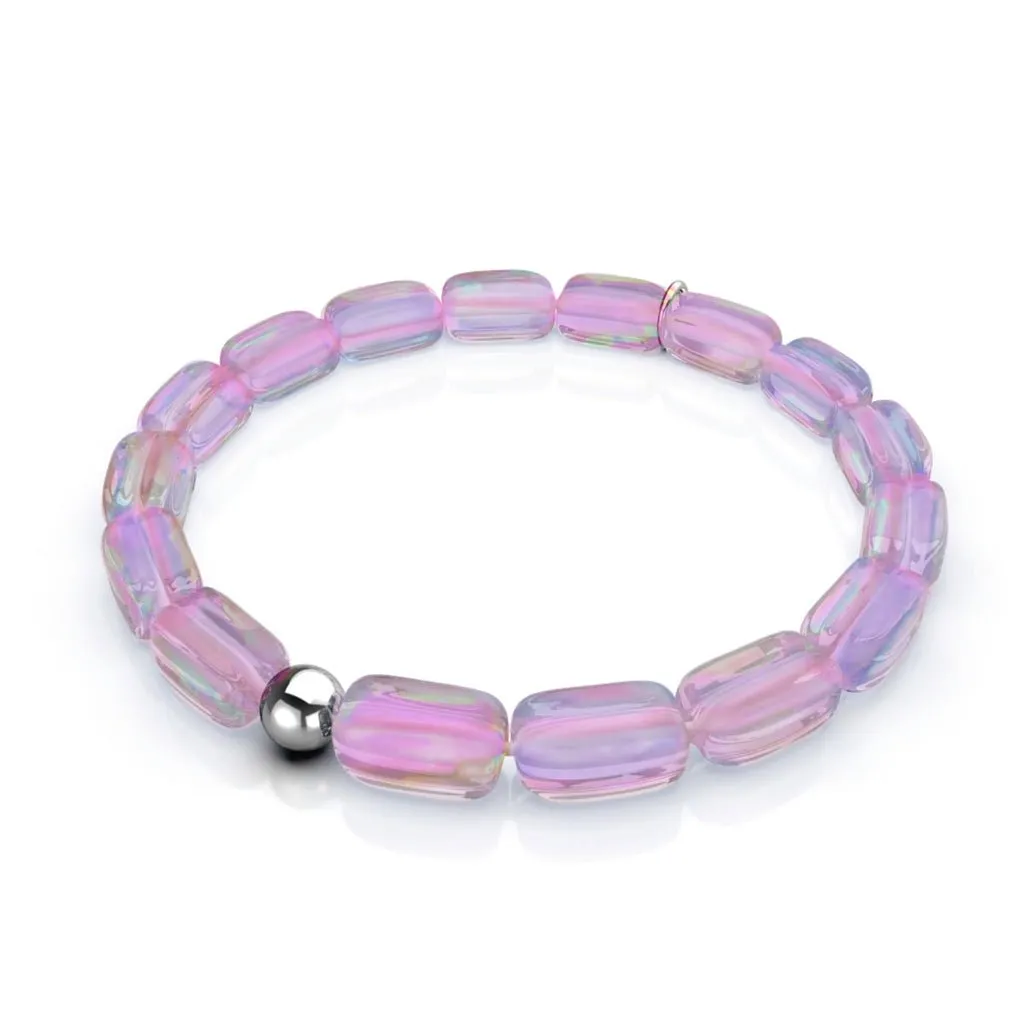 Nogu Pink Nebula | .925 Sterling Silver | Galaxy Glass Pebble Bracelet
