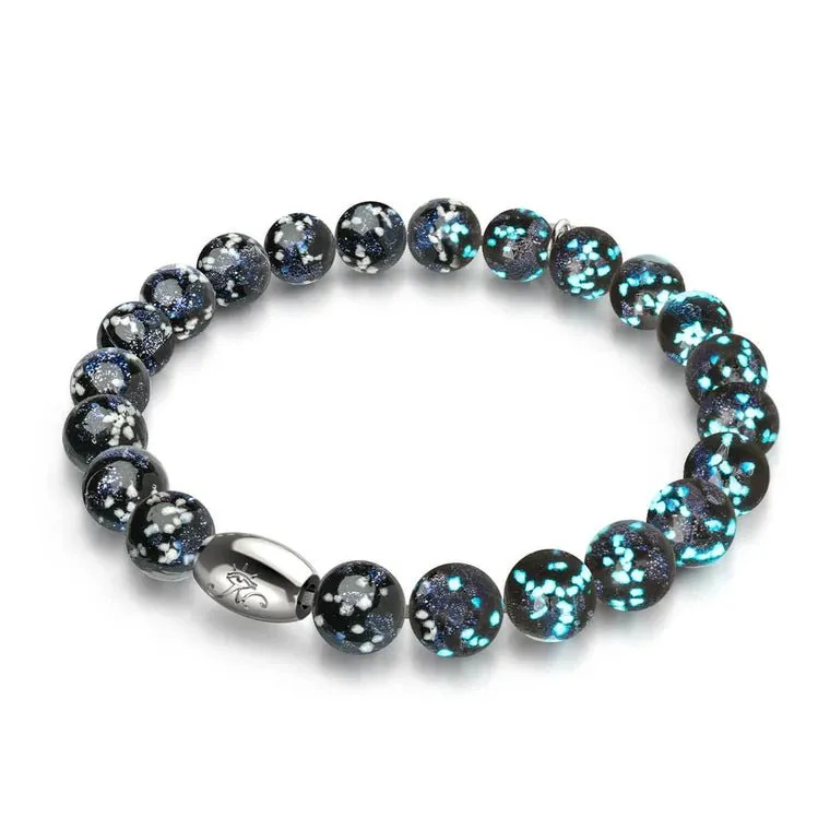 NOGU PITCH BLACK | SILVER | FIREFLY GLASS MACRAME BRACELET