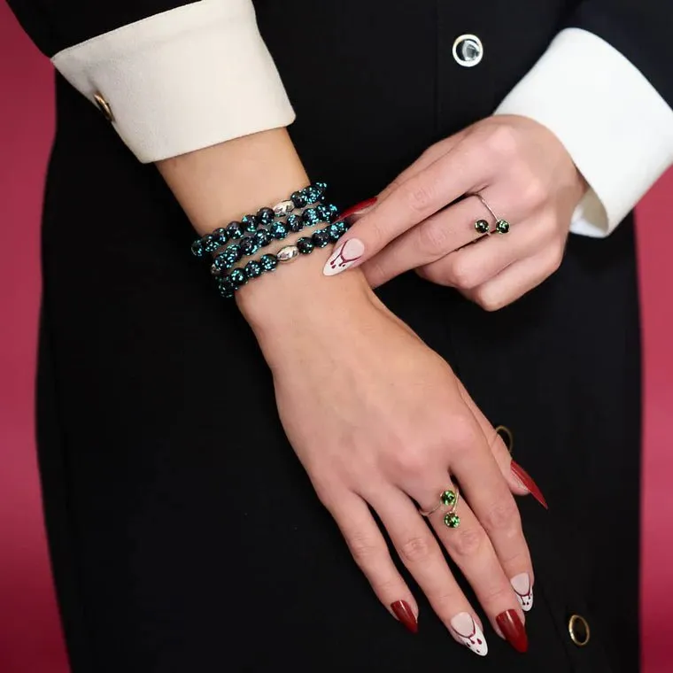 NOGU PITCH BLACK | SILVER | FIREFLY GLASS MACRAME BRACELET