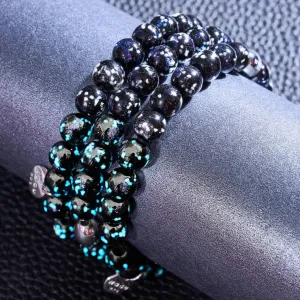 NOGU PITCH BLACK | SILVER | FIREFLY GLASS MACRAME BRACELET