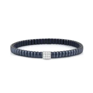 Nomination Extension Stretch Bracelet, Square, Cubic Zirconia, Blue PVD, Stainless Steel