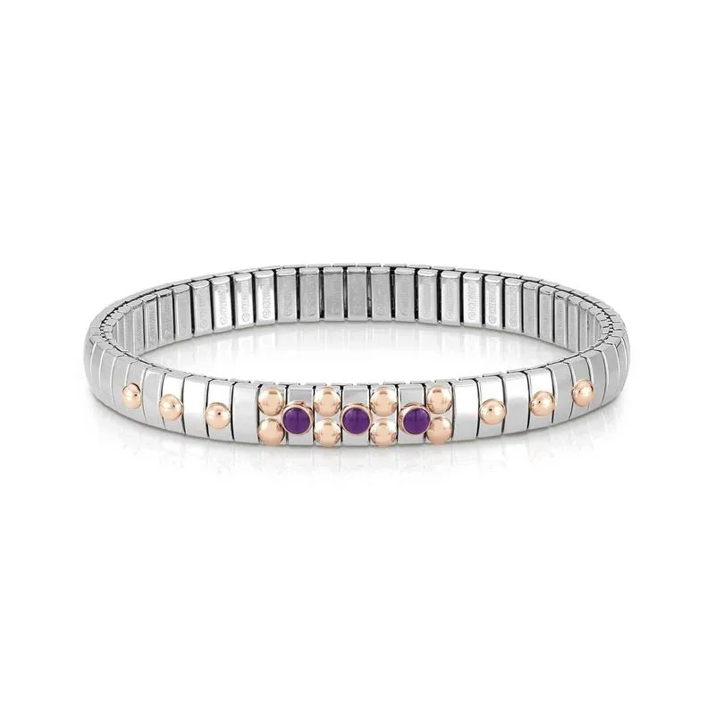 Nomination Extensions Steel & RG Dots Bracelet Amethyst