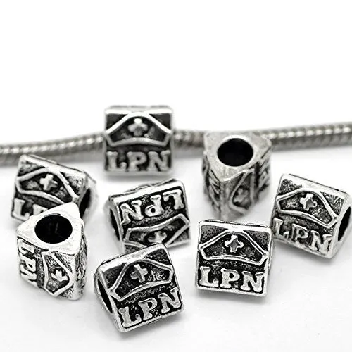 Nurse LPN Bead Charm Spacer for Snake Chain Charm Bracelet