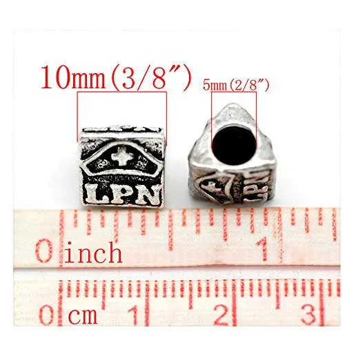 Nurse LPN Bead Charm Spacer for Snake Chain Charm Bracelet