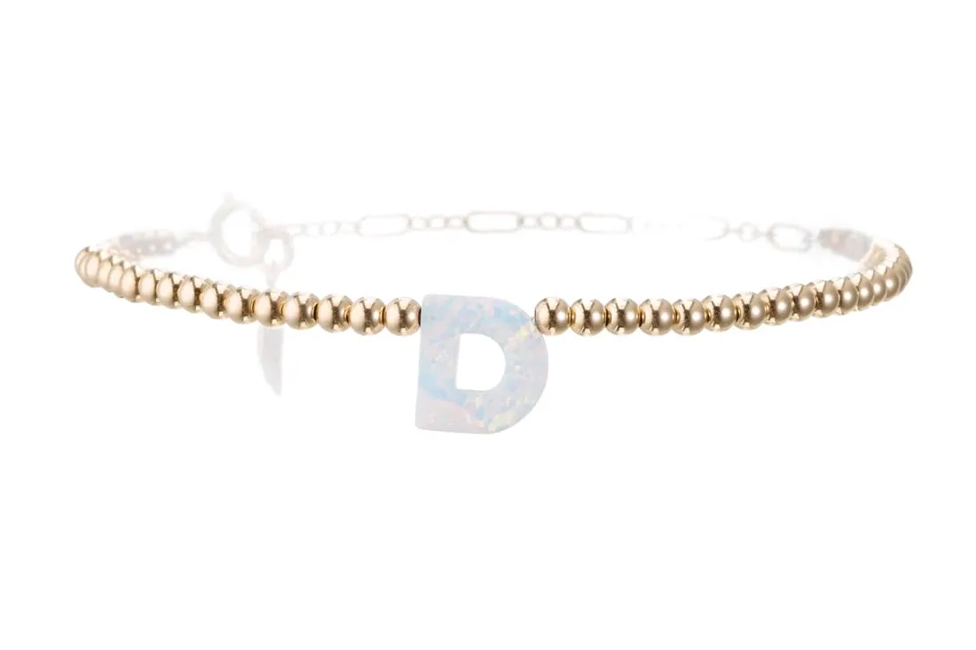 O-Z OPAL INITIALS | Charm with 14K Gold Filled Beads Bracelet
