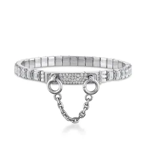 OATH SINGLE CUFF EMERALD CUT DIAMOND TENNIS BRACELET