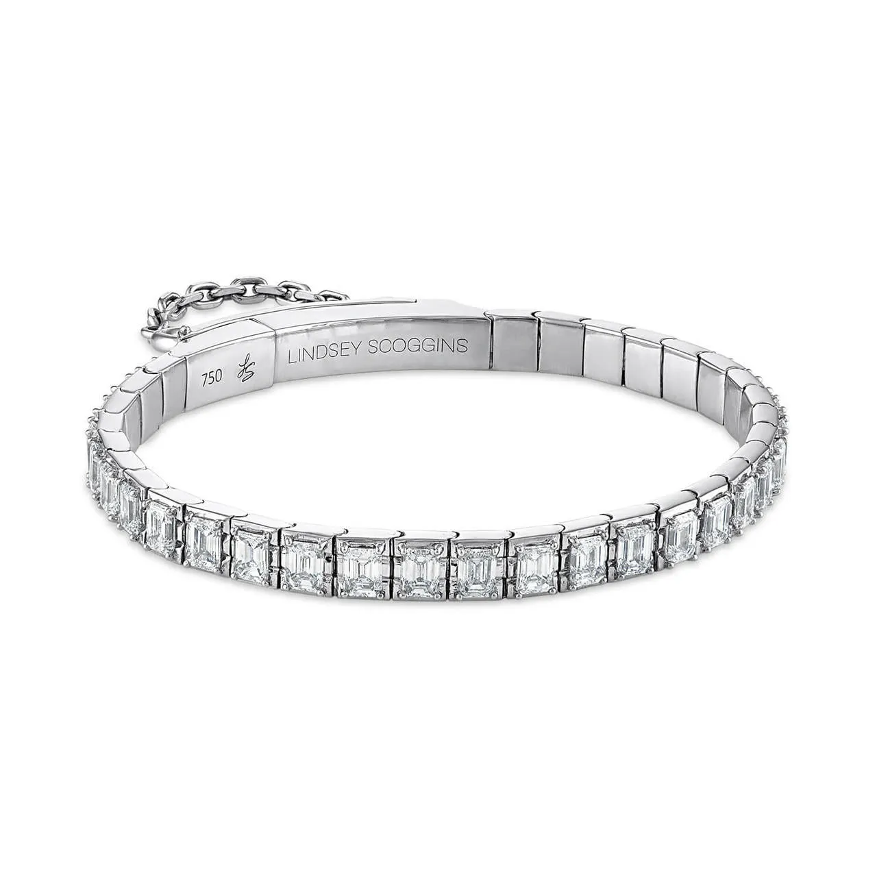 OATH SINGLE CUFF EMERALD CUT DIAMOND TENNIS BRACELET