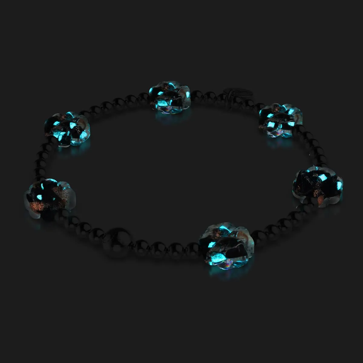 Obsidian | Silver | Firefly Glass Clover Essence Bracelet