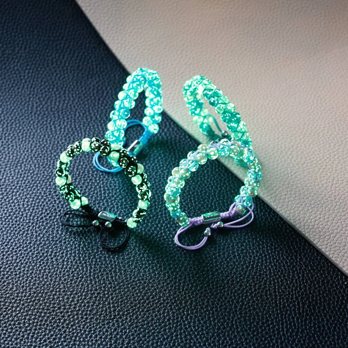 Ocean Spray | Teal x Evergreen | Double Firefly Glass Bracelet