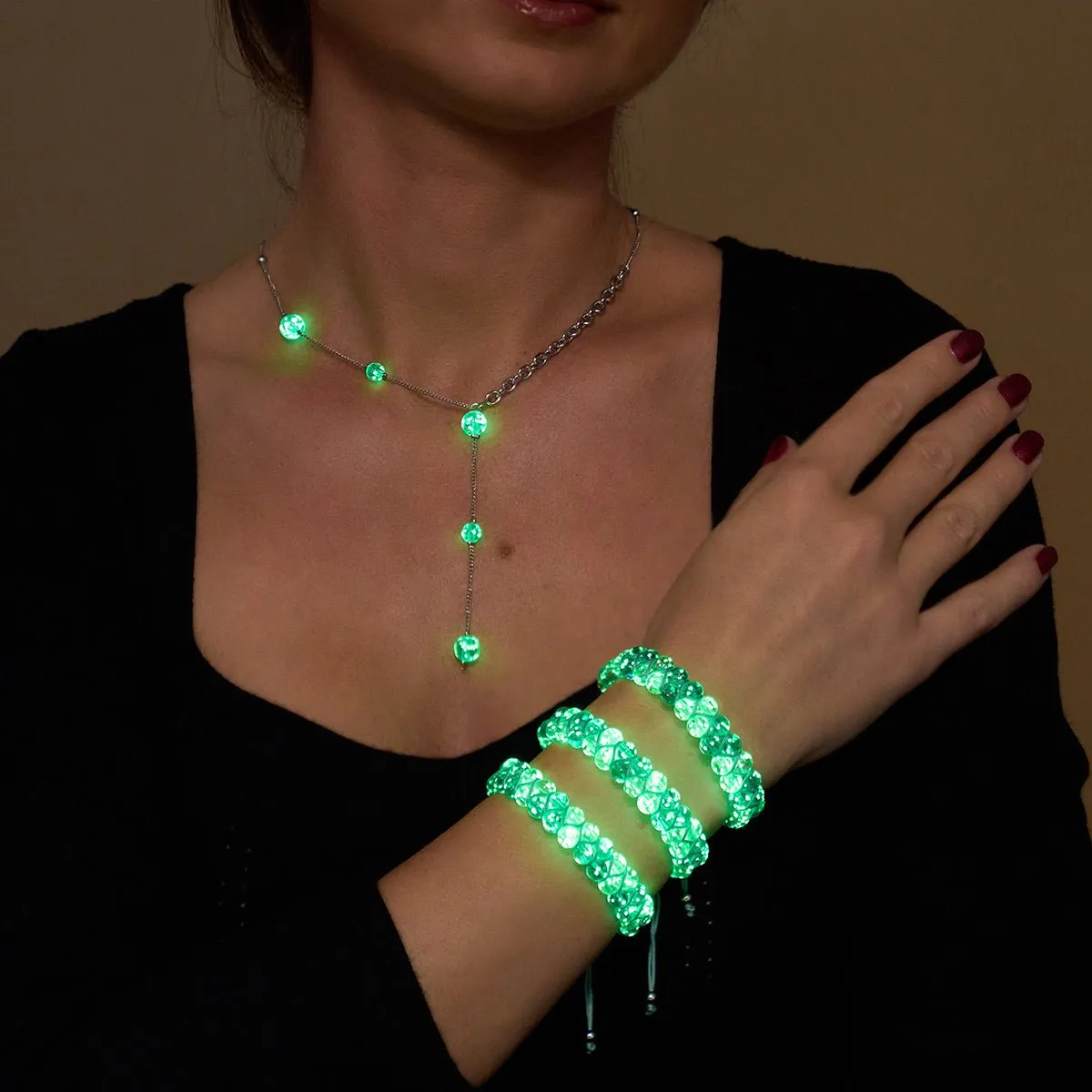 Ocean Spray | Teal x Evergreen | Double Firefly Glass Bracelet