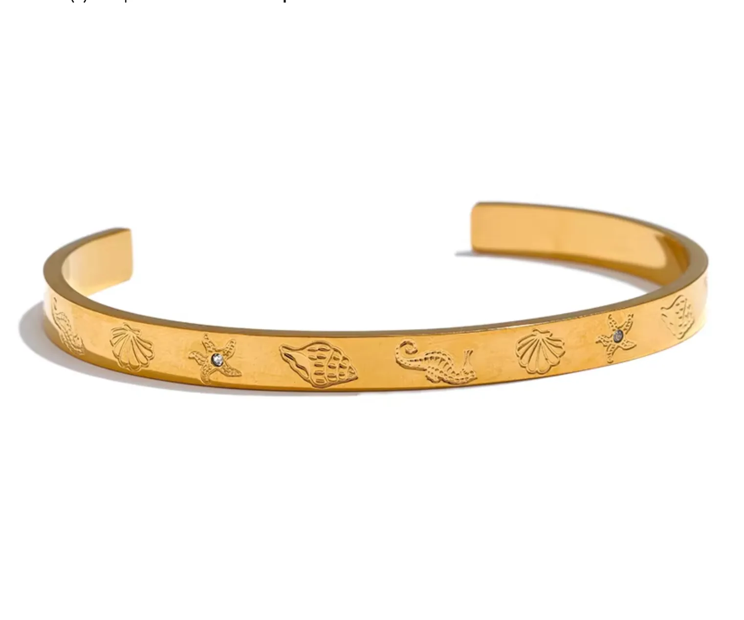 Odyssey | Stainless Steel 18K Gold Plated Ocean Cuff Bangle