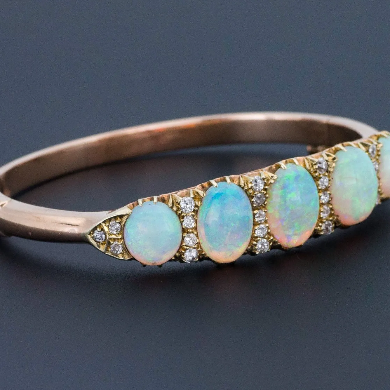 Opal & Diamond Bracelet | Opal Bangle Bracelet