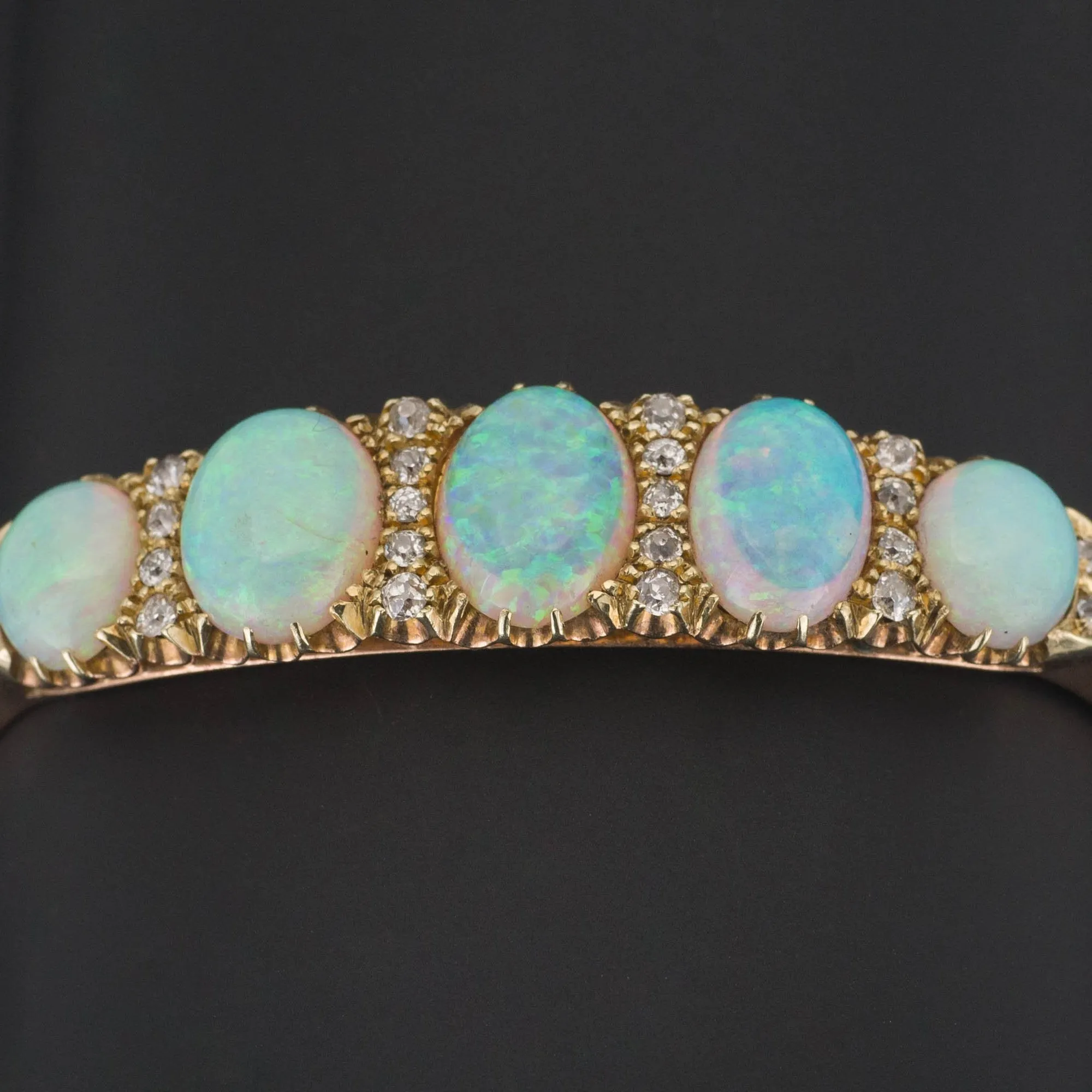 Opal & Diamond Bracelet | Opal Bangle Bracelet