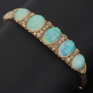 Opal & Diamond Bracelet | Opal Bangle Bracelet