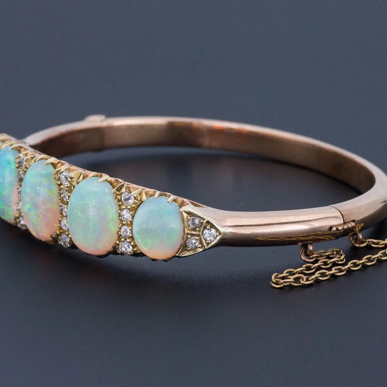 Opal & Diamond Bracelet | Opal Bangle Bracelet