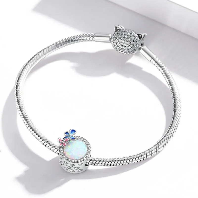 Opal Butterfly Bead Charm