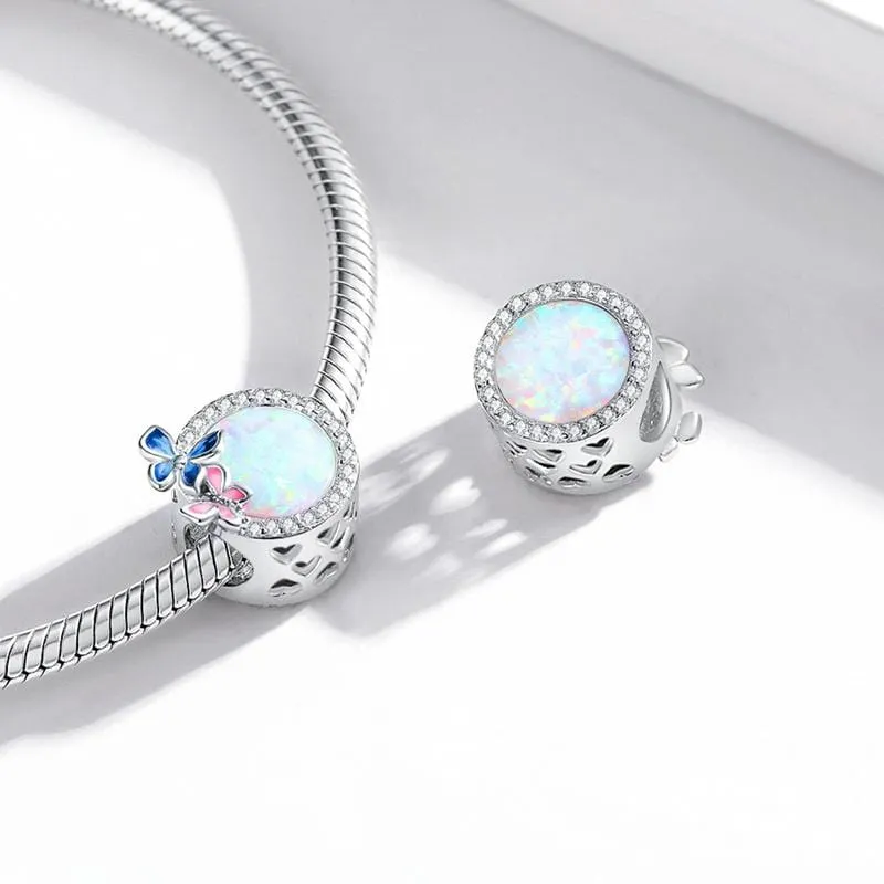 Opal Butterfly Bead Charm