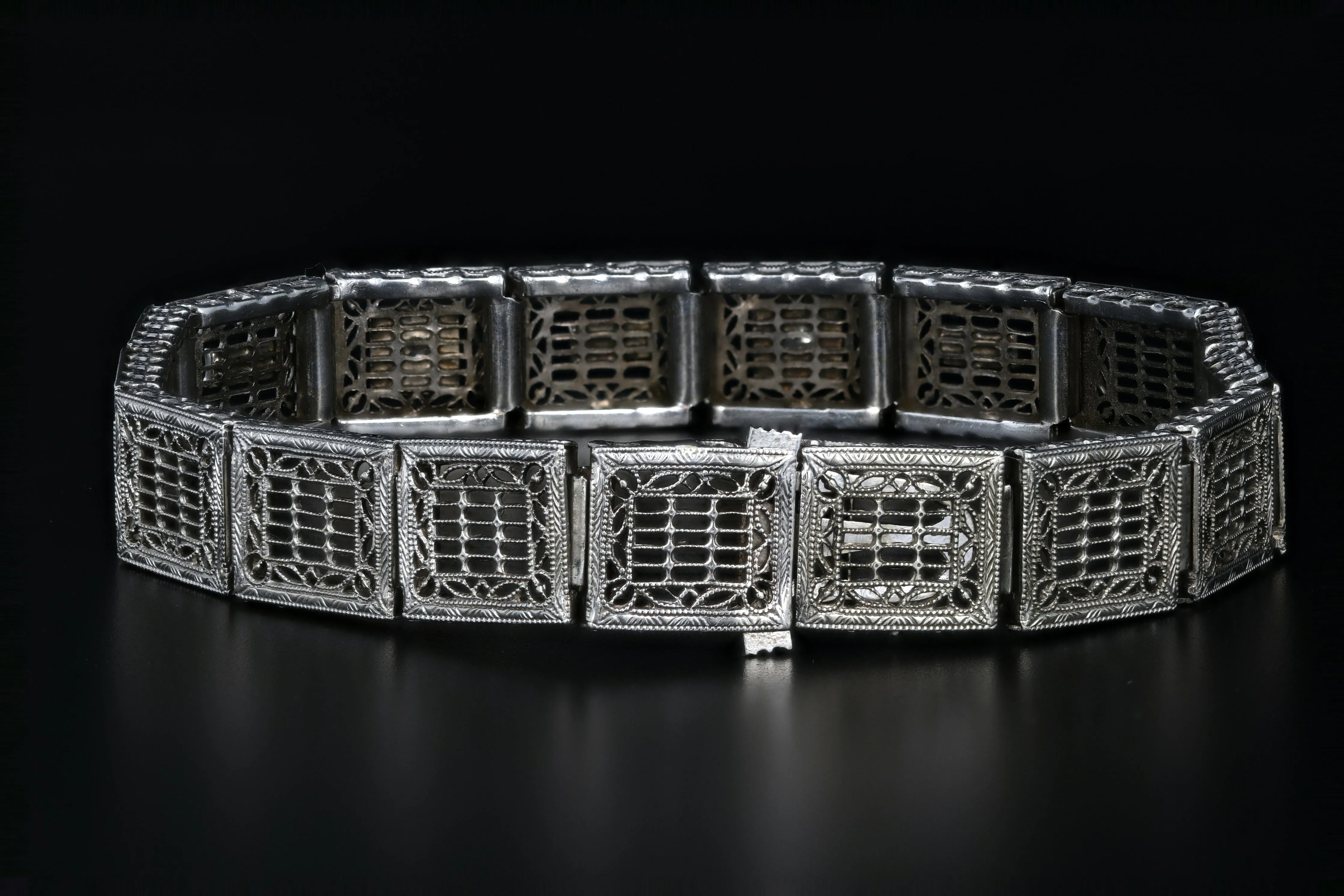 Ostby & Barton 14K White Gold Diamond and Natural Sapphire Bracelet