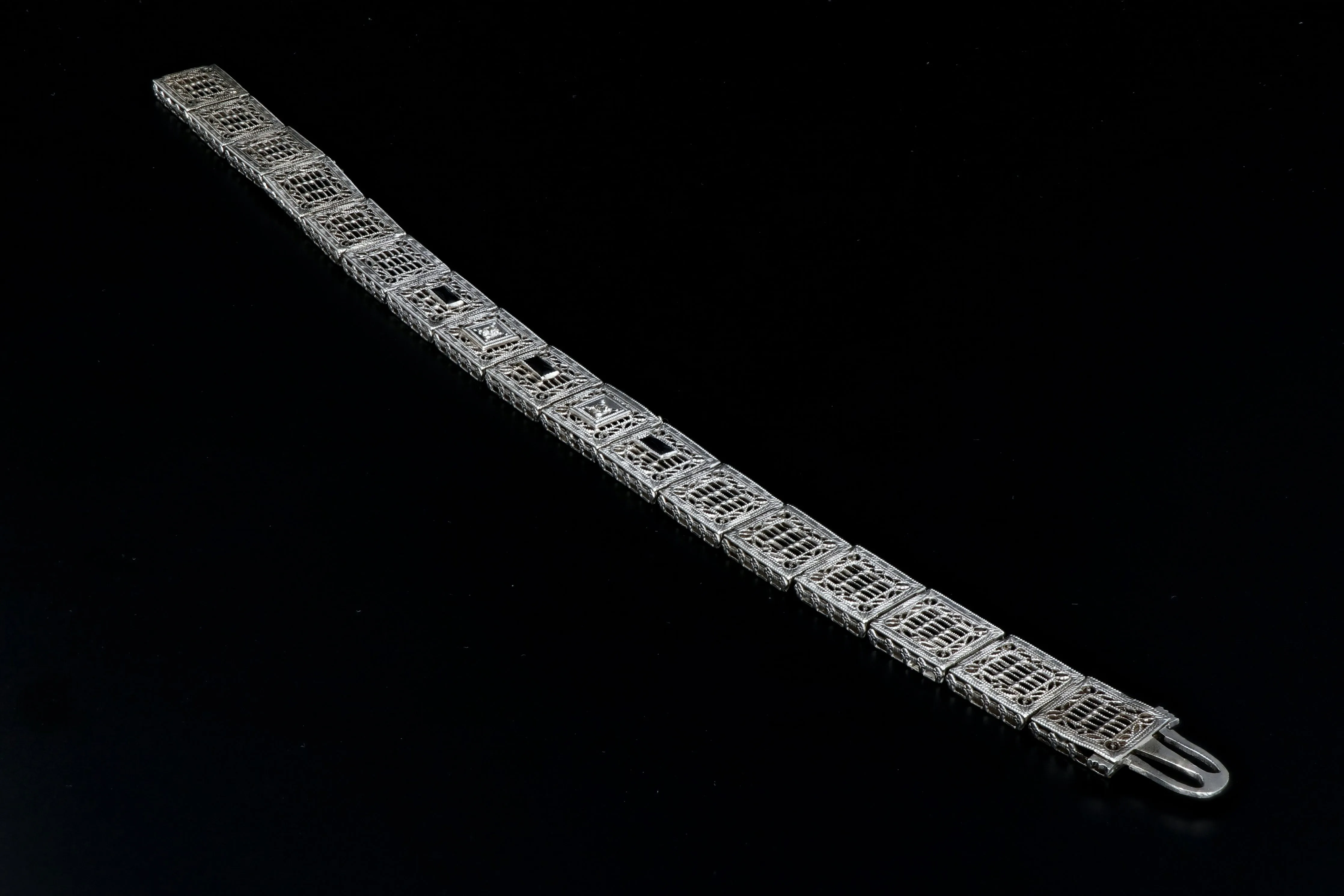 Ostby & Barton 14K White Gold Diamond and Natural Sapphire Bracelet