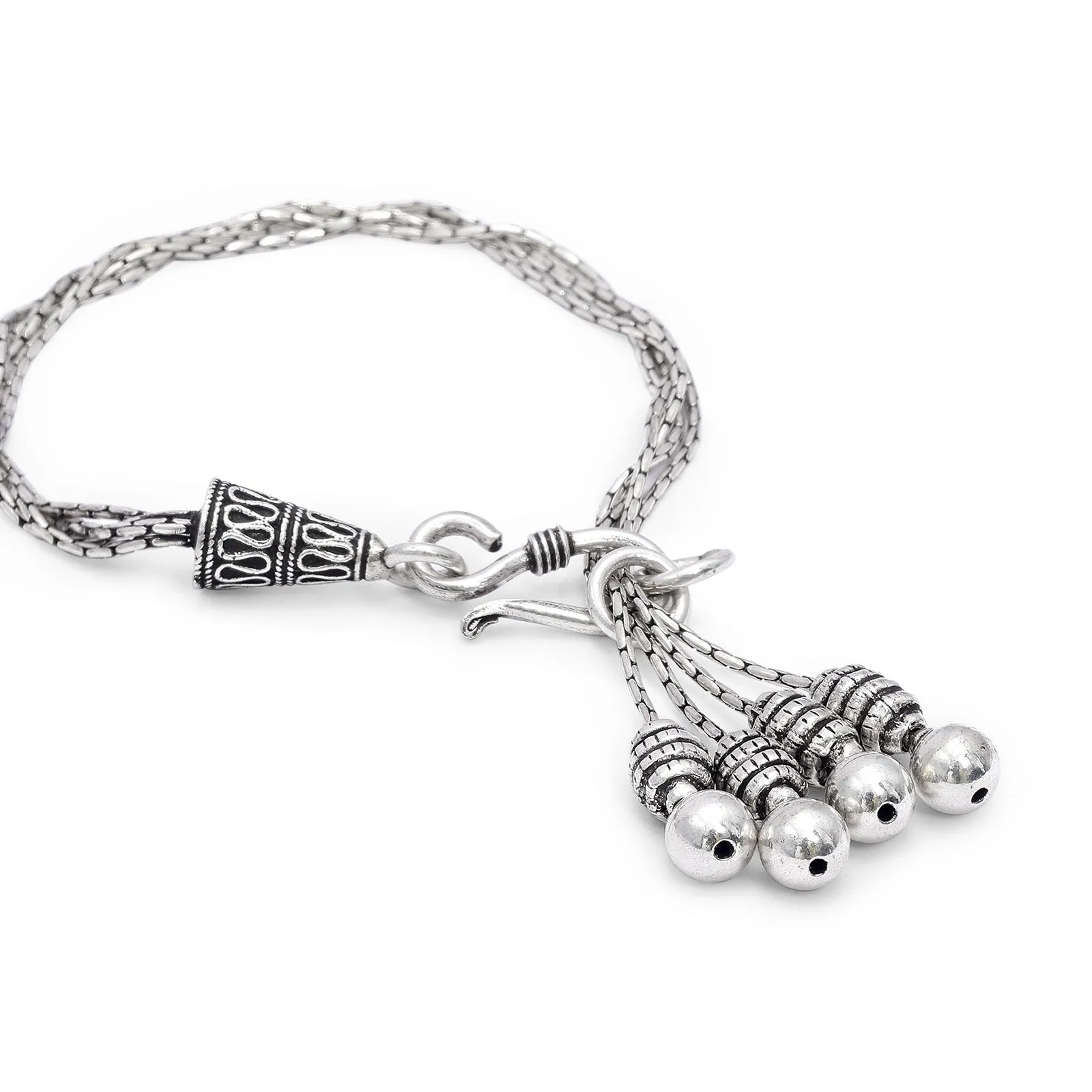 Oxidized 925 Sterling Silver Tassel Bracelet