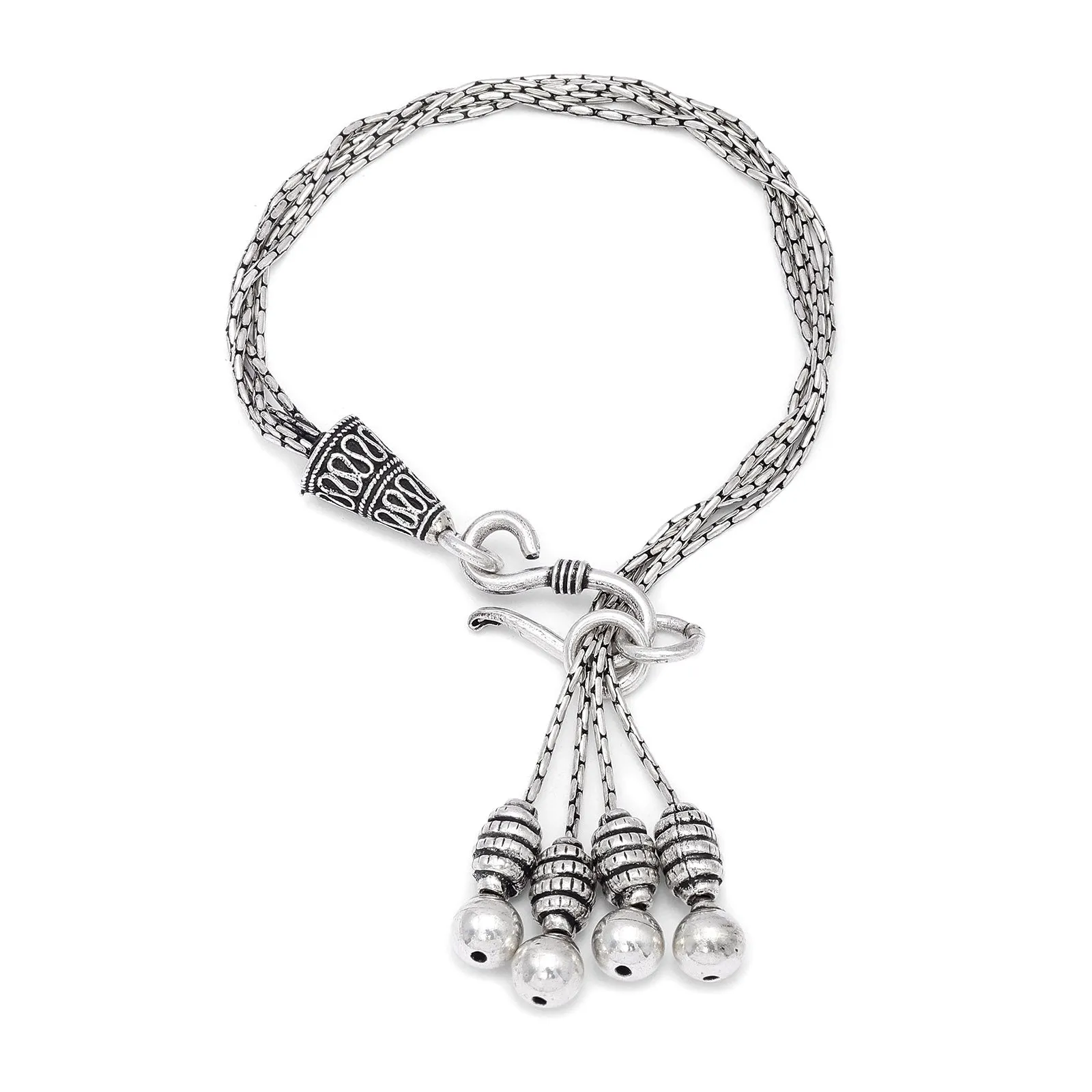 Oxidized 925 Sterling Silver Tassel Bracelet