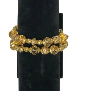 Pair of 2 Vintage Goldtone Beaded Bracelets Toggle Clasp EUC