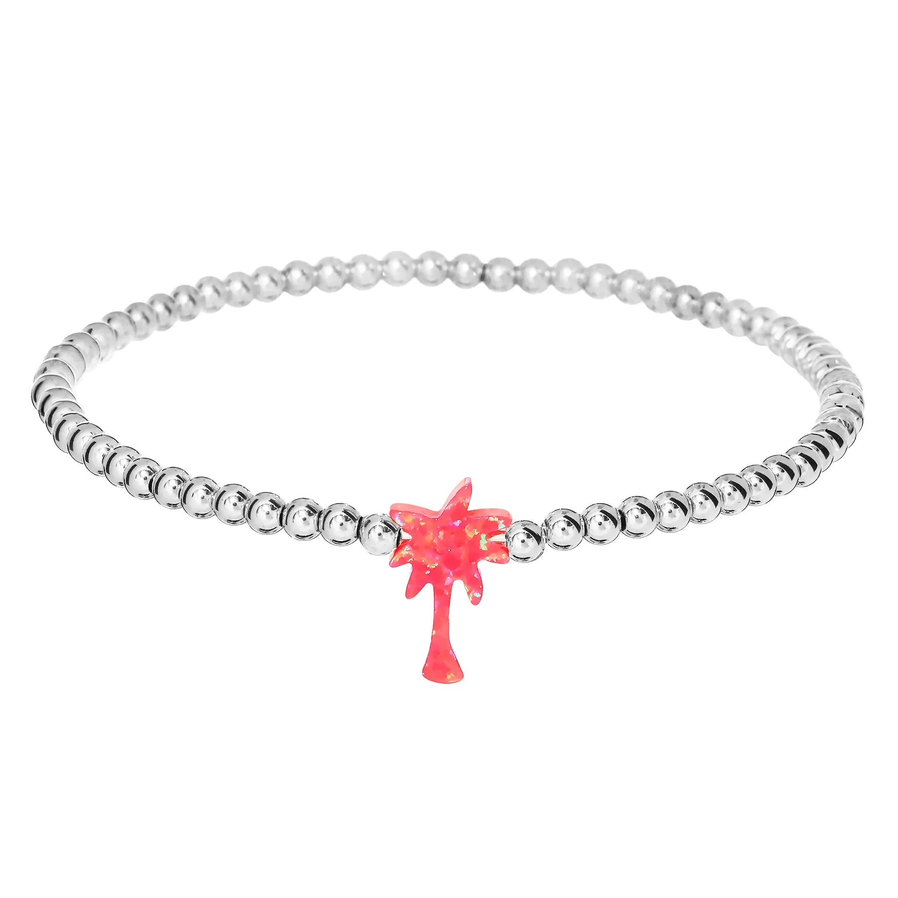PALM TREE | Opal Charm and 14K Gold Filled Beads Bracelet