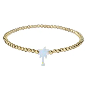 PALM TREE | Opal Charm and 14K Gold Filled Beads Bracelet