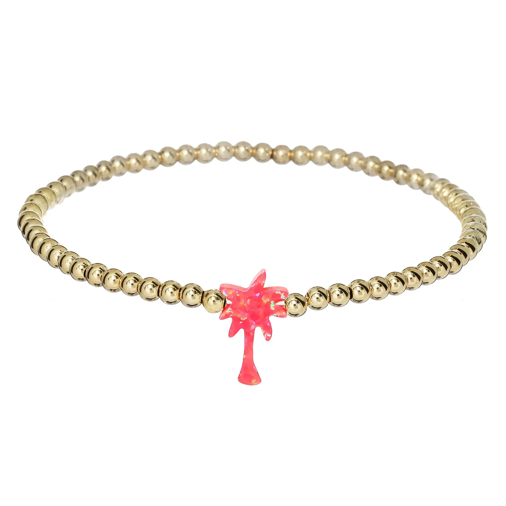 PALM TREE | Opal Charm and 14K Gold Filled Beads Bracelet