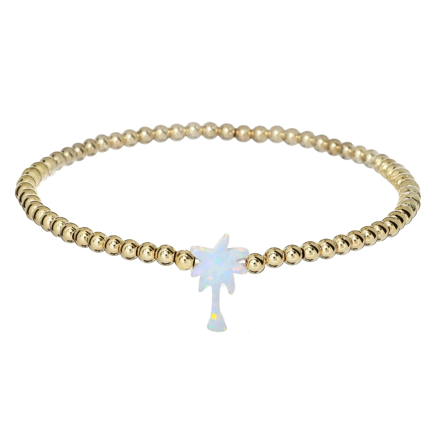PALM TREE | Opal Charm and 14K Gold Filled Beads Bracelet