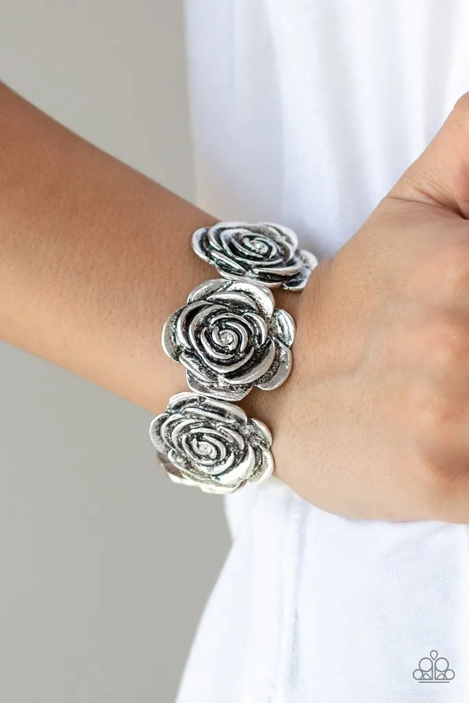 Paparazzi - Beat Around The Rose Bush Silver Bracelet