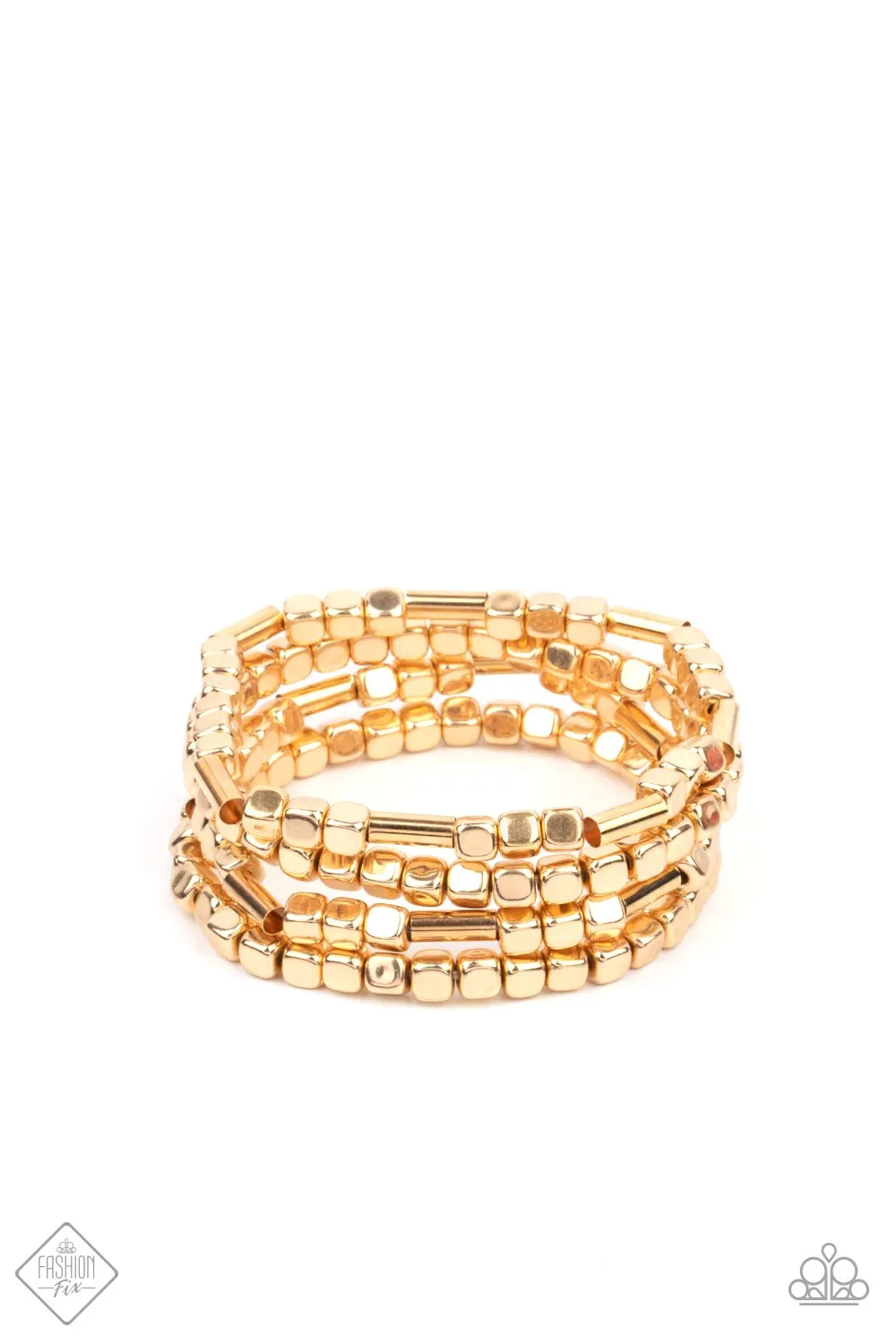 Paparazzi Metro Materials - Gold Stretch Bracelets