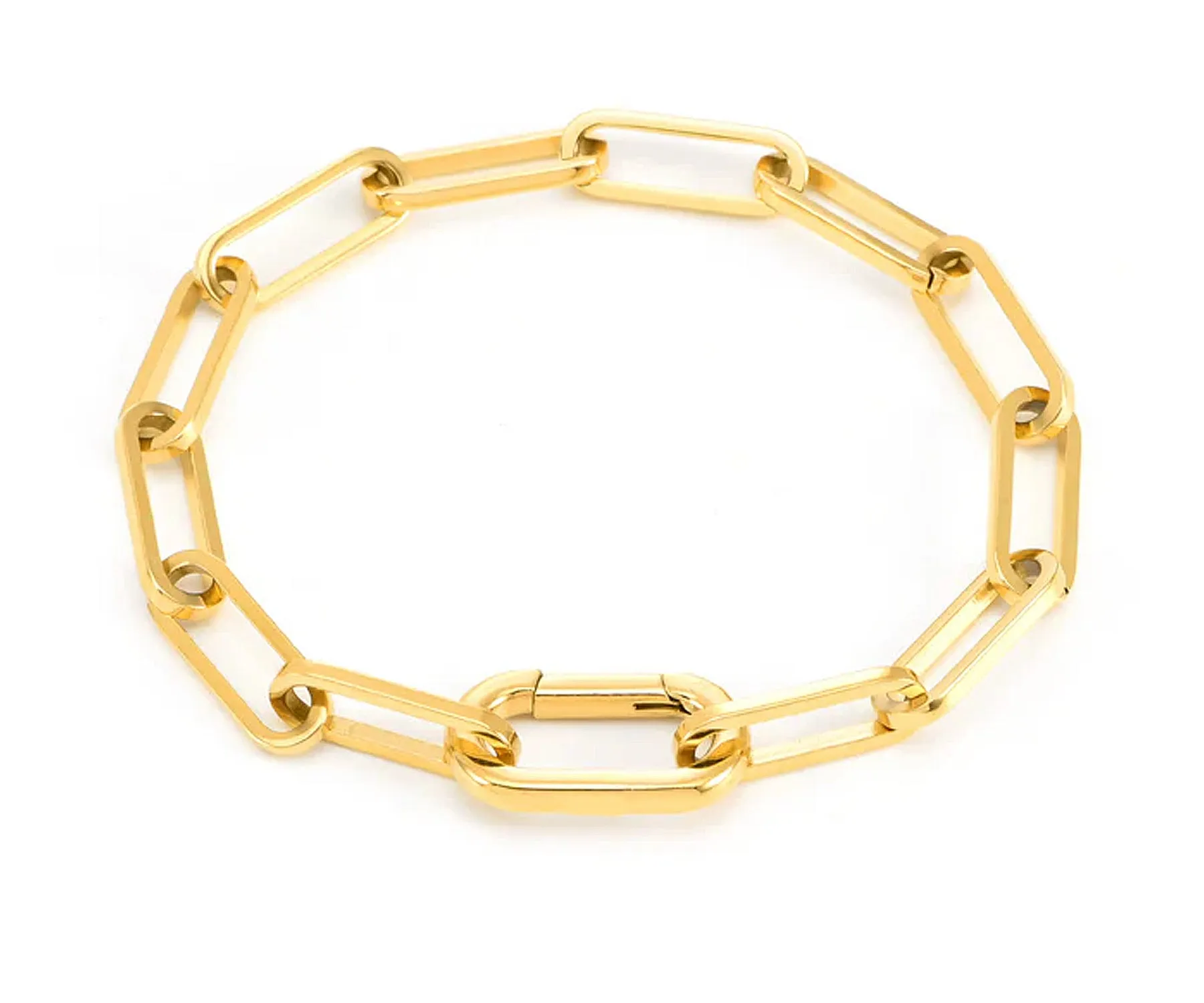 Paperclip Lightweight Link Gold Bracelet