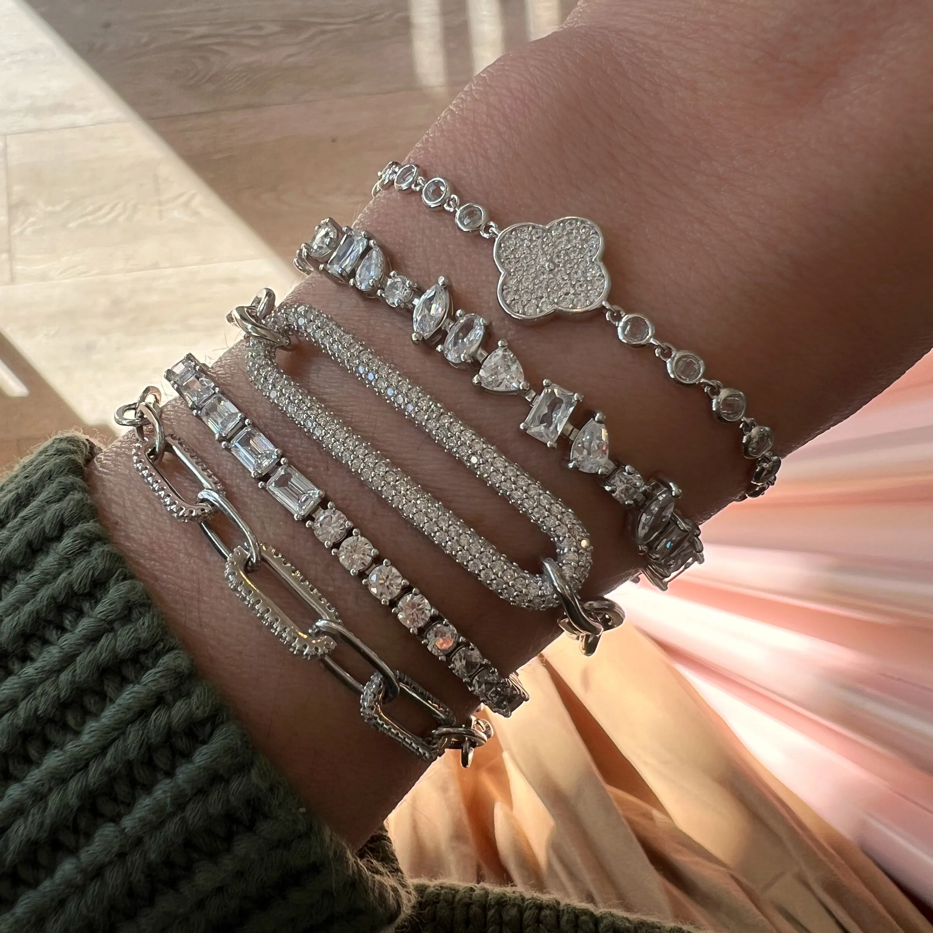 Pave Link Dainty Bracelet