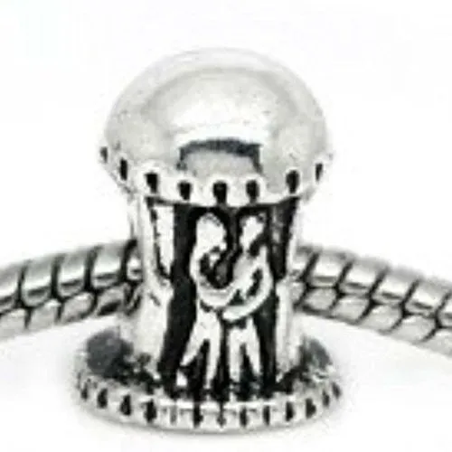 Pavilion and Lovers Spacer European Bead Compatible for Most European Snake Chain Bracelet