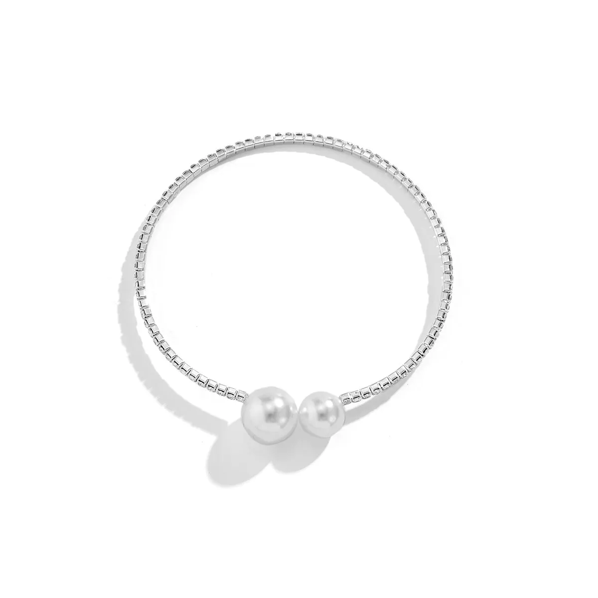 Pearl & Cubic Zirconia Silver-Plated Cuff