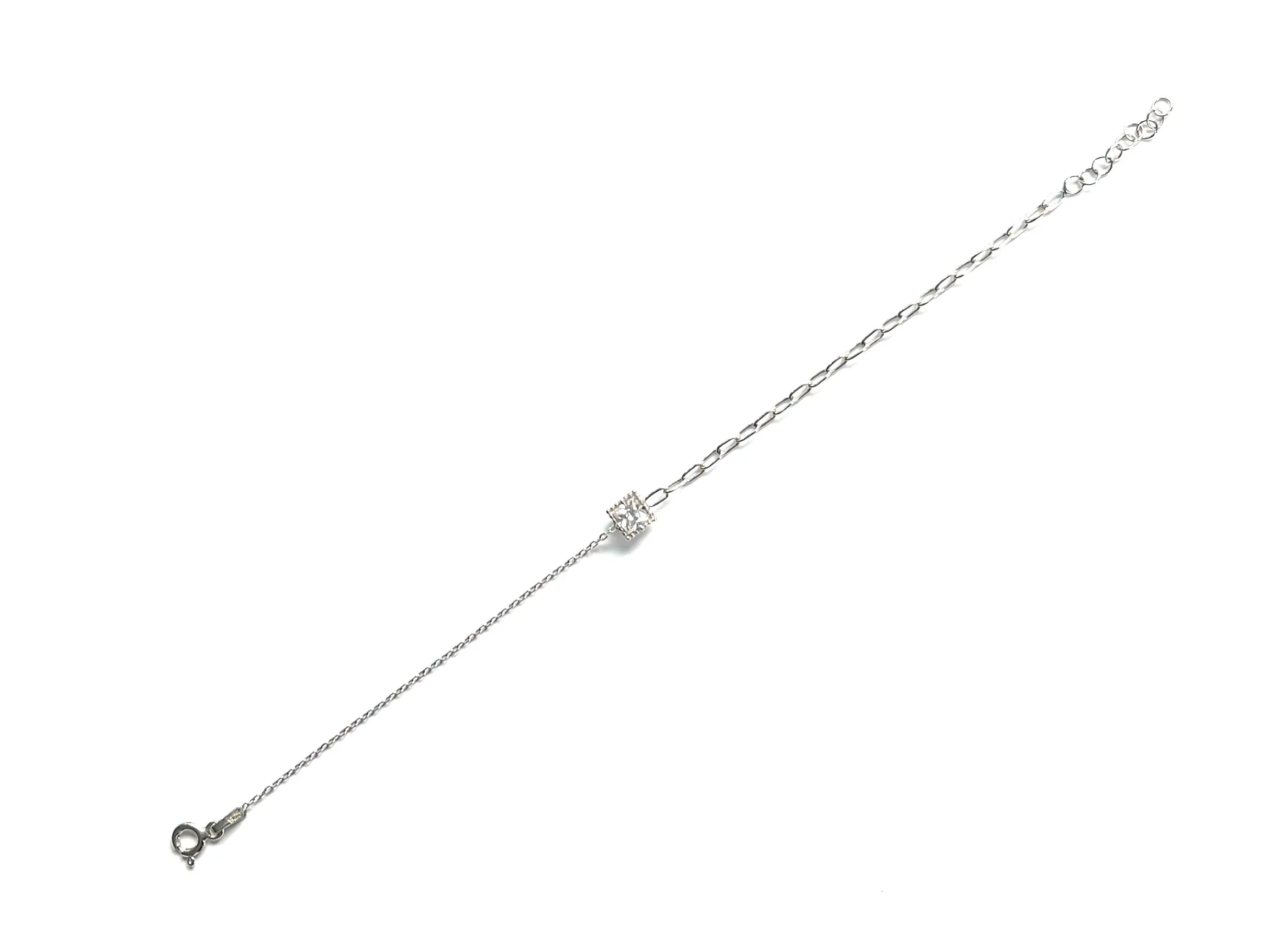 Perla 1/2 Chain 1/2 Paperclip CZ Square Bracelet