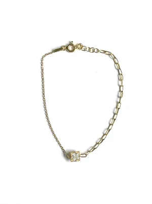 Perla 1/2 Chain 1/2 Paperclip CZ Square Bracelet
