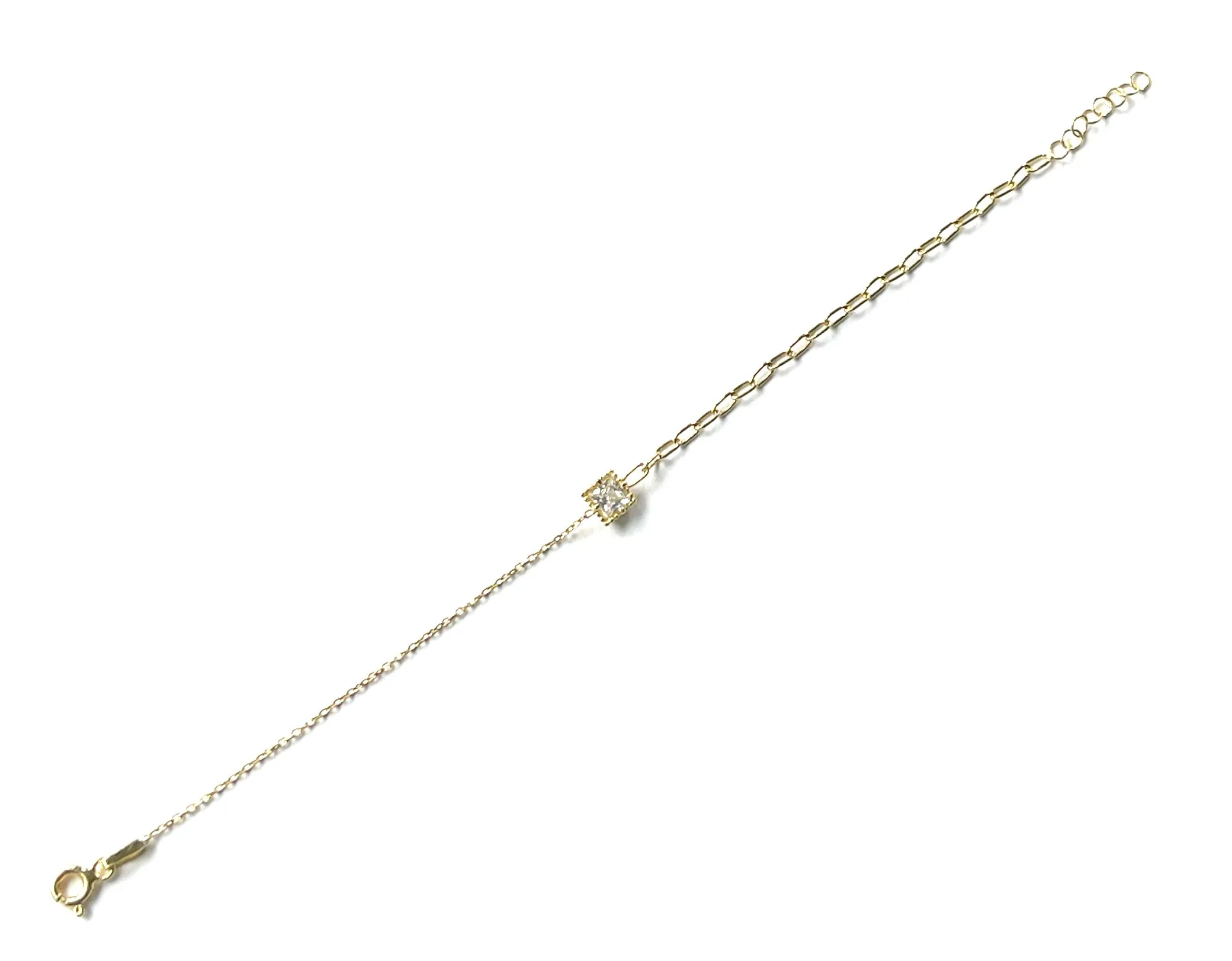 Perla 1/2 Chain 1/2 Paperclip CZ Square Bracelet