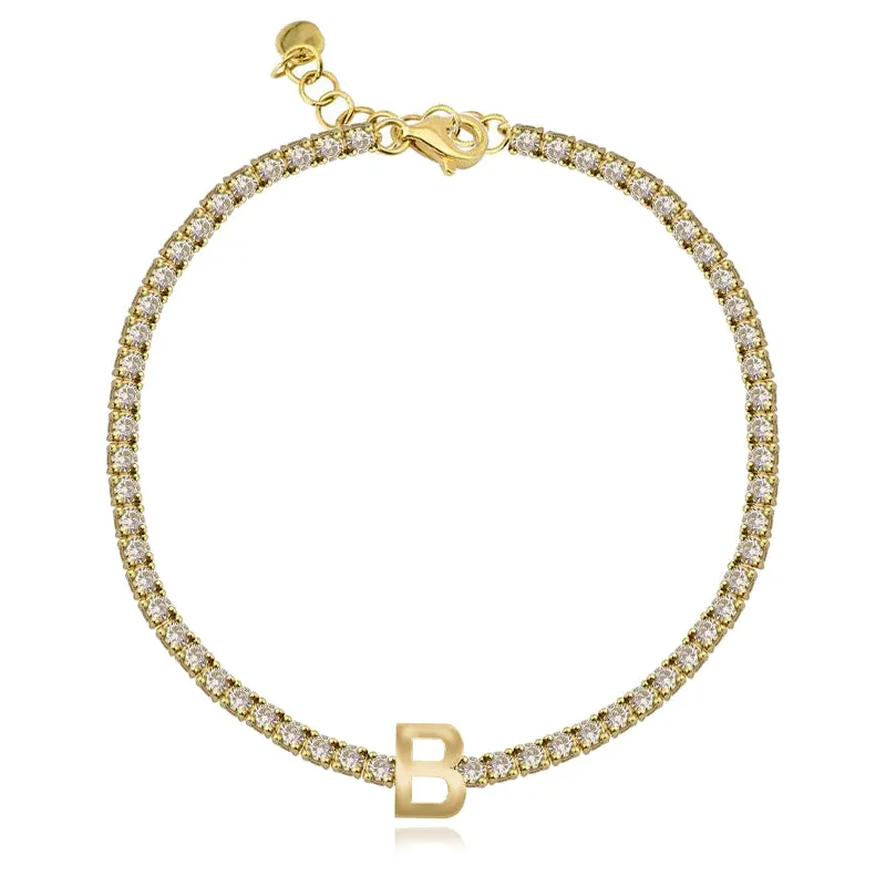 Personalized Gold Initials Diamond Tennis Bracelet