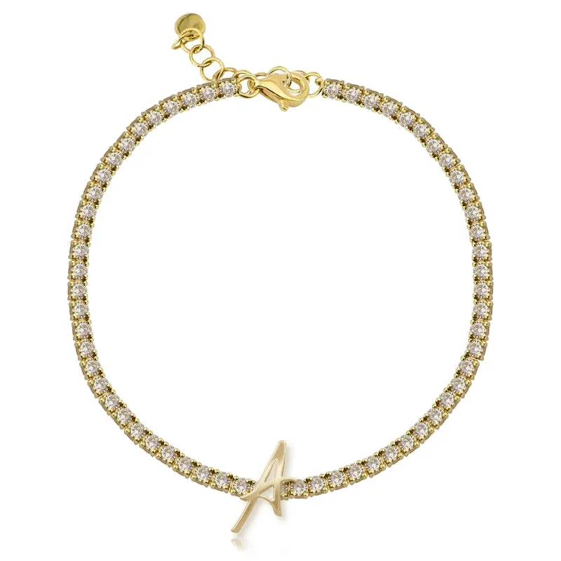 Personalized Gold Initials Diamond Tennis Bracelet