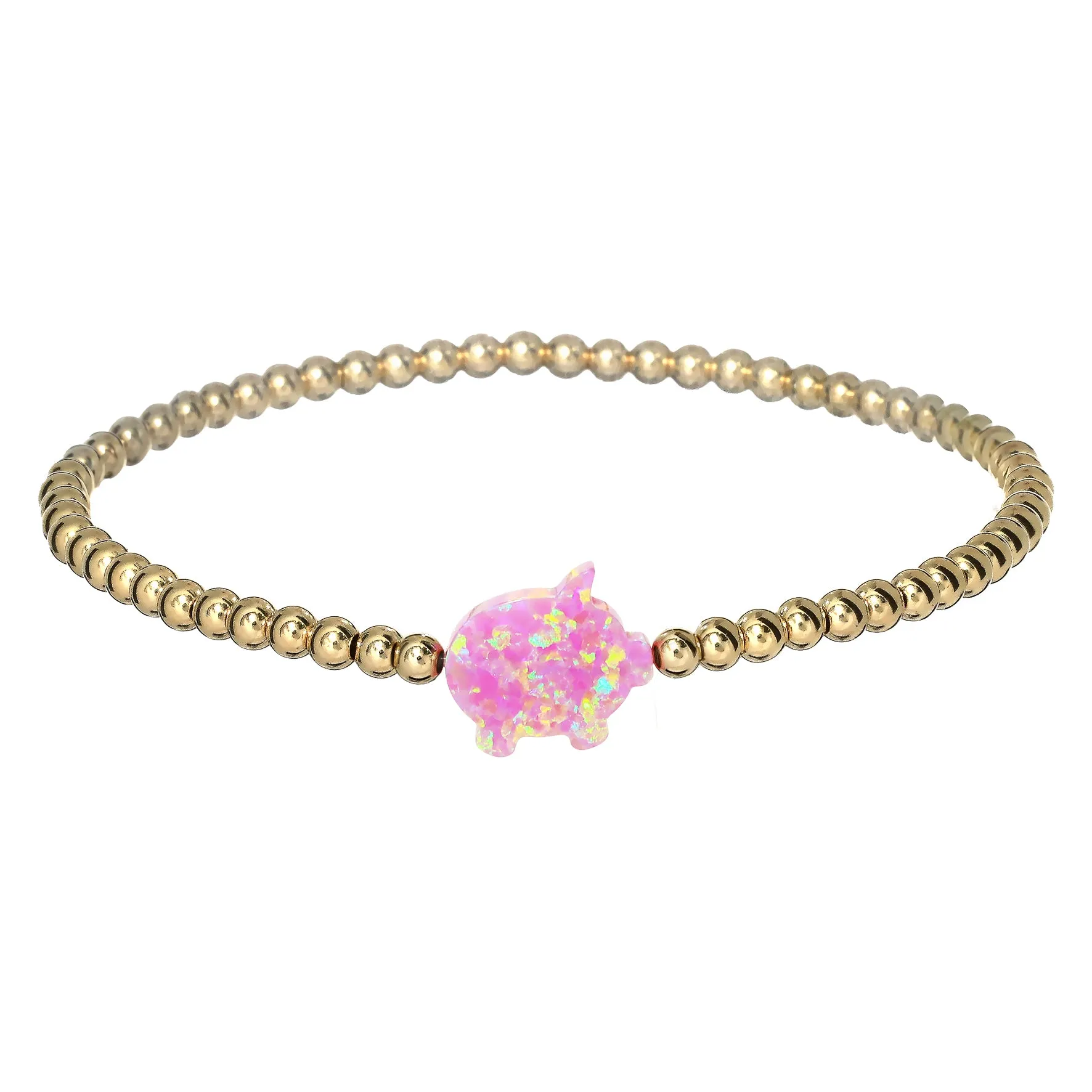 PIG | Opal Charm and 14K Gold Filled Beads Bracelet