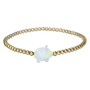 PIG | Opal Charm and 14K Gold Filled Beads Bracelet